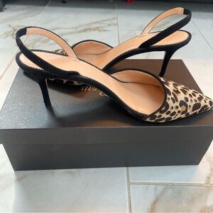 J. Crew Calf hair Colette asymmetrical slingback pumps in leopard